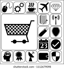 Set of 17 business icons, pictograms, symbols. Collection. Flat design. Vector Illustration.