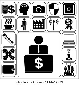 Set of 17 business icons, pictograms, symbols. Collection. Amazing desing. Vector Illustration.