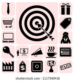 Set of 17 business icons, pictograms, symbols. Collection. Amazing desing. Vector Illustration.