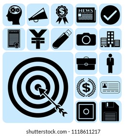 Set of 17 business icons, pictograms, symbols. Collection. Flat design. Vector Illustration.