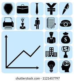 Set of 17 business icons, pictograms, symbols. Collection. Detailed design. Vector Illustration.