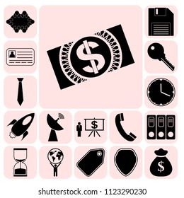 Set of 17 business icons, pictograms, symbols. Collection. Detailed design. Vector Illustration.