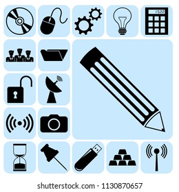 Set of 17 business icons, pictograms, symbols. Collection. Detailed design. Vector Illustration.