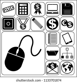 Set of 17 business icons, pictograms, symbols. Collection. Flat design. Vector Illustration.