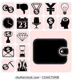 Set of 17 business icons, pictograms, symbols. Collection. Amazing desing. Vector Illustration.