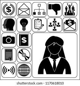 Set of 17 business icons, pictograms, symbols. Collection. Amazing desing. Vector Illustration.