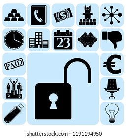 Set of 17 business icons, pictograms, symbols. Collection. Detailed design. Vector Illustration.