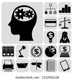 Set of 17 business icons, pictograms, symbols. Collection. Amazing desing. Vector Illustration.