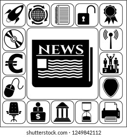 Set of 17 business icons, pictograms, symbols. Collection. Detailed design. Vector Illustration.