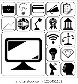 Set of 17 business icons, pictograms, symbols. Collection. Flat design. Vector Illustration.