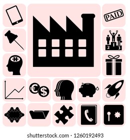 Set of 17 business icons, pictograms, symbols. Collection. Detailed design. Vector Illustration.