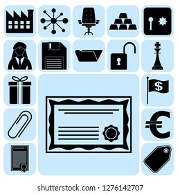 Set of 17 business icons, pictograms, symbols. Collection. Flat design. Vector Illustration.