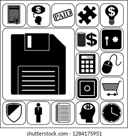 Set of 17 business icons, pictograms, symbols. Collection. Flat design. Vector Illustration.