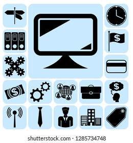 Set of 17 business icons, pictograms, symbols. Collection. Flat design. Vector Illustration.