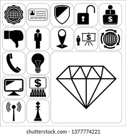 Set of 17 business icons, pictograms, symbols. Collection. Flat design. Vector Illustration.