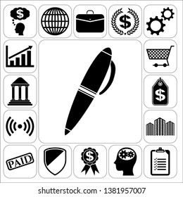 Set of 17 business icons, pictograms, symbols. Collection. Detailed design. Vector Illustration.