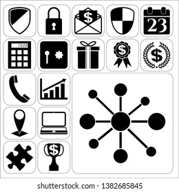 Set of 17 business icons, pictograms, symbols. Collection. Detailed design. Vector Illustration.