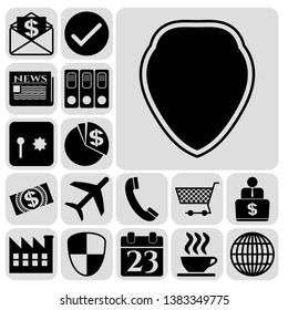 Set of 17 business icons, pictograms, symbols. Collection. Flat design. Vector Illustration.