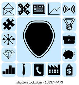 Set of 17 business icons, pictograms, symbols. Collection. Flat design. Vector Illustration.