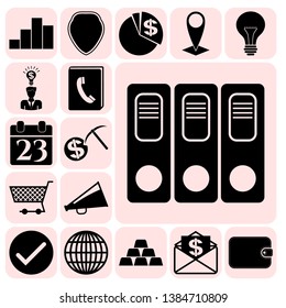 Set of 17 business icons, pictograms, symbols. Collection. Detailed design. Vector Illustration.