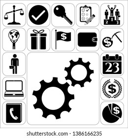 Set of 17 business icons, pictograms, symbols. Collection. Flat design. Vector Illustration.