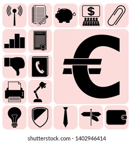 Set of 17 business icons, pictograms, symbols. Collection. Flat design. Vector Illustration.