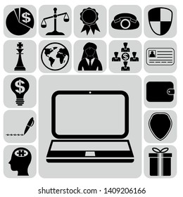 Set of 17 business icons, pictograms, symbols. Collection. Detailed design. Vector Illustration.