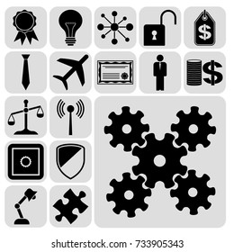 Set of 17 business icons, pictograms, symbols. Collection. Flat design. Vector Illustration.