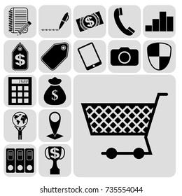 Set of 17 business icons, pictograms, symbols. Collection. Amazing desing. Vector Illustration.