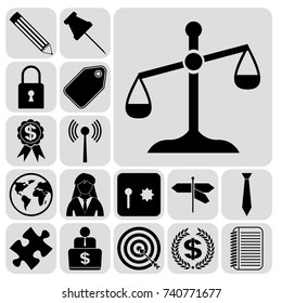 Set of 17 business icons, pictograms, symbols. Collection. Detailed design. Vector Illustration.