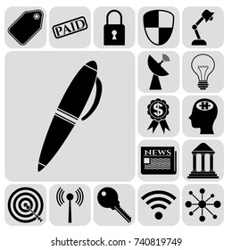 Set of 17 business icons, pictograms, symbols. Collection. Flat design. Vector Illustration.