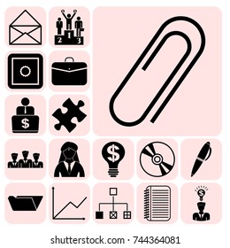 Set of 17 business icons, pictograms, symbols. Collection. Amazing desing. Vector Illustration.