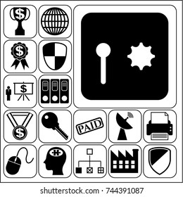 Set of 17 business icons, pictograms, symbols. Collection. Detailed design. Vector Illustration.