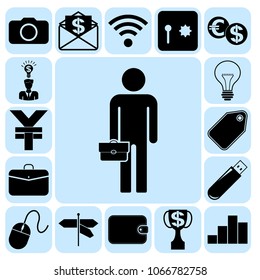 Set of 17 business icons, symbols or pictograms. Collection. Amazing desing. Vector Illustration.