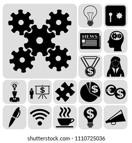  Set of 17 business icons, symbols or pictograms. Collection. Detailed design. Vector Illustration.