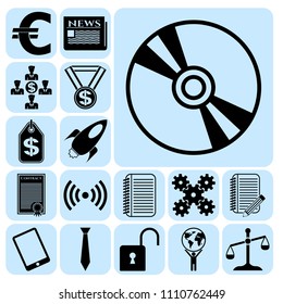 Set of 17 business icons or symbols. Collection. Detailed design. Vector Illustration.