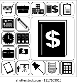 Set of 17 business icons or symbols. Collection. Amazing desing. Vector Illustration.