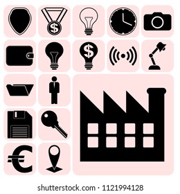 Set of 17 business icons, symbols or pictograms. Collection. Detailed design. Vector Illustration.