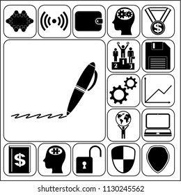 Set of 17 business icons, symbols or pictograms. Collection. Amazing desing. Vector Illustration.