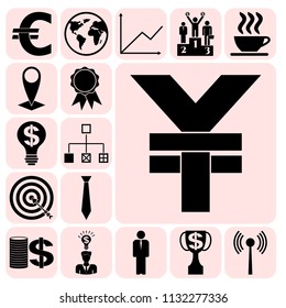 Set of 17 business icons, symbols or pictograms. Collection. Flat design. Vector Illustration.