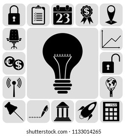 Set of 17 business icons, symbols or pictograms. Collection. Detailed design. Vector Illustration.