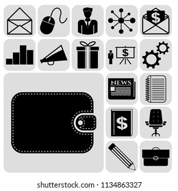 Set of 17 business icons, symbols or pictograms. Collection. Amazing desing. Vector Illustration.