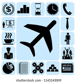 Set of 17 business icons, symbols or pictograms. Collection. Detailed design. Vector Illustration.