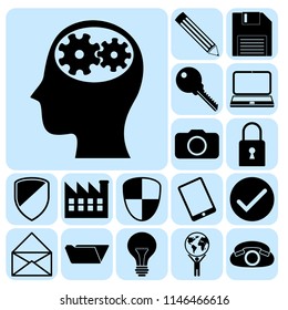 Set of 17 business icons, symbols or pictograms. Collection. Amazing desing. Vector Illustration.