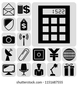 Set of 17 business icons, symbols or pictograms. Collection. Amazing desing. Vector Illustration.