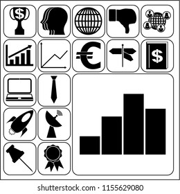 Set of 17 business icons or symbols. Collection. Flat design. Vector Illustration.