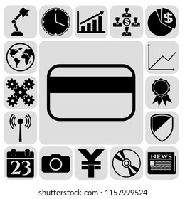 Set of 17 business icons, symbols or pictograms. Collection. Flat design. Vector Illustration.