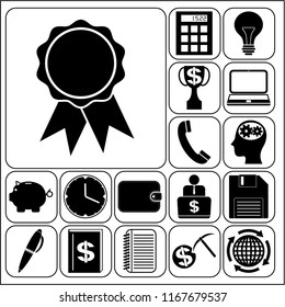 Set of 17 business icons or symbols. Collection. Amazing desing. Vector Illustration.