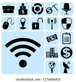 Set of 17 business icons or symbols. Collection. Flat design. Vector Illustration.