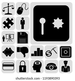 Set of 17 business icons or symbols. Collection. Amazing design. Vector Illustration.